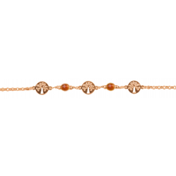 Bracelet argent rosé - arbre de vie - hessonite - 2g - longueur : 15+5CM