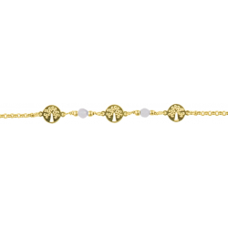Bracelet argent doré - arbre de vie - pierre de lune - 2g - longueur : 15+5CM