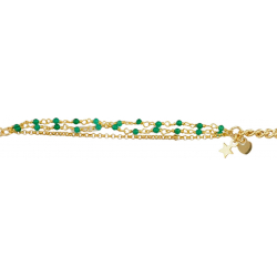 Bracelet argent doré - cur - étoile - agate verte 3,6g - longueur : 15+5CM