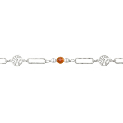 Bracelet argent rhodié - arbre de vie - hessonite - 2,7g - longueur : 15+5CM