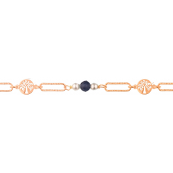 Bracelet argent rosé - arbre de vie - iolite - 2,7g - longueur : 15+5CM