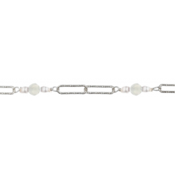 Bracelet argent rhodié - pierre de lune 2,5g - longueur : 15+5CM