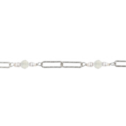 Bracelet argent rhodié - pierre de lune 2,5g - longueur : 15+5CM
