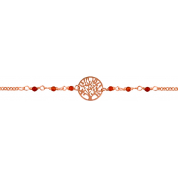 Bracelet argent rosé - arbre de vie - agate rouge - 2g - longueur : 15+5CM