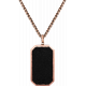 Collier zirconium - noir - plaque 35x20mm - rosé sur les bords  - effet martelé - 45+5cm