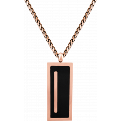 Collier en titane rosé - plaque zirconium noir 35x15mm - 45+5cm