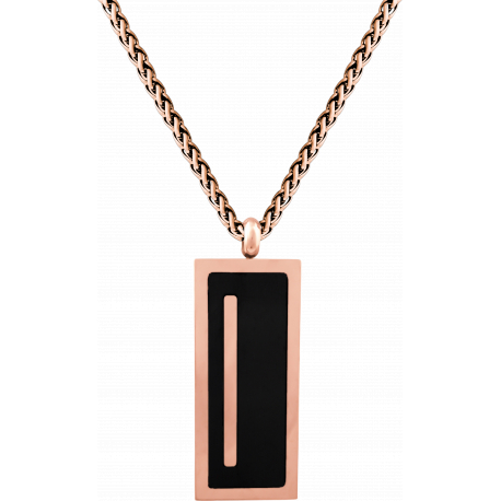 Collier en titane rosé - plaque zirconium noir 35x15mm - 45+5cm