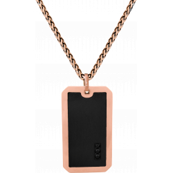 Collier en titane rosé - plaque zirconium noir 35x15mm - 45+5cm