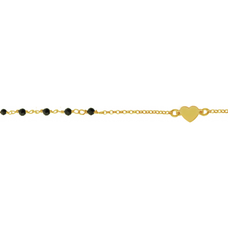 Bracelet argent doré -  Spinel noir - 1,4g - 15+5cm