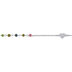 Bracelet argent rhodié - Tourmaline multicouleur - 1,4g - 15+5cm