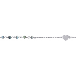Bracelet argent rhodié -  Labradorite - 1,4g - 15+5cm