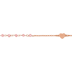 Bracelet argent rosé -  Quartz rose - 1,4g - 15+5cm