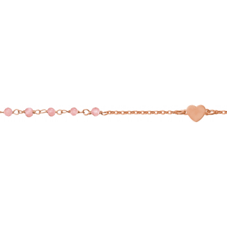 Bracelet argent rosé -  Quartz rose - 1,4g - 15+5cm