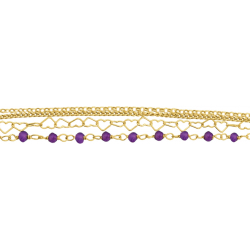 Bracelet argent doré - Améthyste - 3,5g - 15+5cm