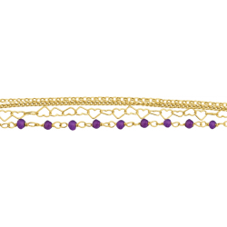 Bracelet argent doré - Améthyste - 3,5g - 15+5cm