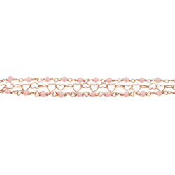 Bracelet argent rosé - Quartz rose - 2,9g - 15+5cm