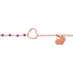 Bracelet argent rosé - Améthyste - 2,1g - 15+5cm