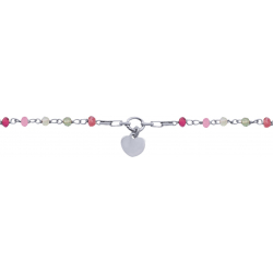 Bracelet argent rhodié -  Tourmaline multicouleur - 2,4g - 15+5cm