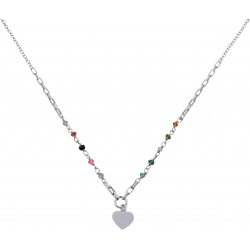 Collier argent rhodié -  Tourmaline multicouleur - 3,9g - 40+5cm