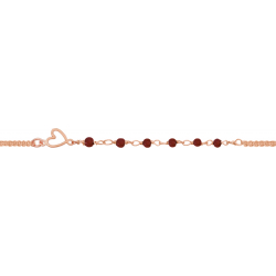 Bracelet argent rosé - Grenat - 1,6g - 15+5cm