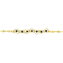 Bracelet argent doré - Spinel noir - 2,1g - 15+5cm
