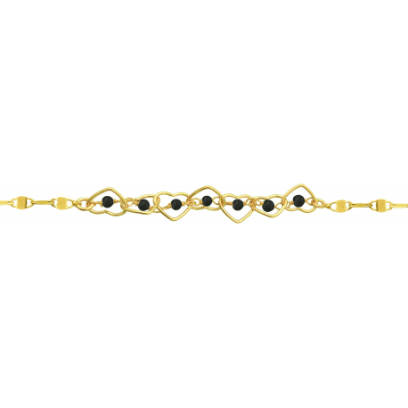 Bracelet argent doré - Spinel noir - 2,1g - 15+5cm