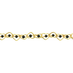 Bracelet argent doré - Spinel noir - 3,7g - 15+5cm