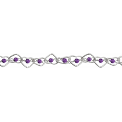 Bracelet argent rhodié - Améthyste - 3,7g - 15+5cm