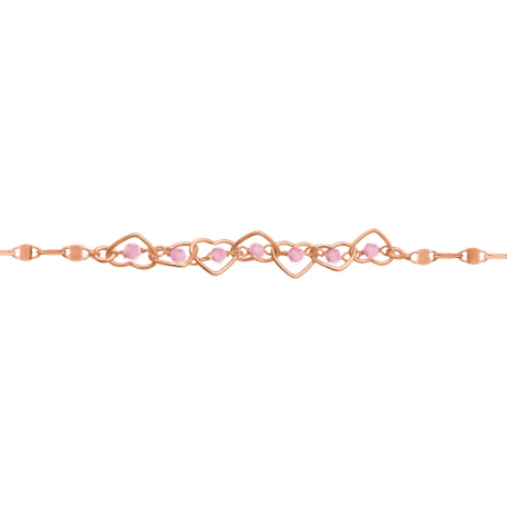 Bracelet argent rosé -  Quartz rose - 2,1g - 15+5cm