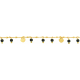 Bracelet argent doré chaîne boule - charm coeur - pampilles spinelles noires 3mm - 15+5cm