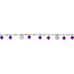 Bracelet argent rhodié - Améthyste - 1,6g - 15+5cm