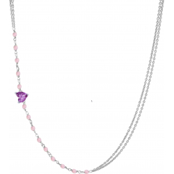 Bracelet argent rhodié -  Améthyste - quartz rose - 3,3g - 40+5cm