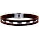 Brecelet en acier - cuir italien marron 10mm - composant en acier - 21,5cm