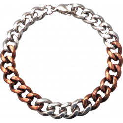 Bracelet en acier - argenté et marron - largeur 10mm - longeur 22cm