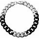 Bracelet en acier - argenté et noir - largeur 10mm - longeur 22cm