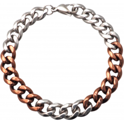 Bracelet en acier - argenté et marron - largeur 8mm - longeur 22cm