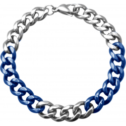 Bracelet en acier - argenté et bleu - largeur 8mm - longeur 22cm