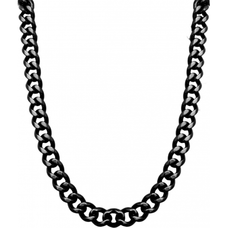 Collier en acier - noir - largeur 7mm - longeur 52cm