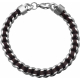 Bracelet en acier - cuir marron - cordon noir - largeur 8mm - longeur 22cm