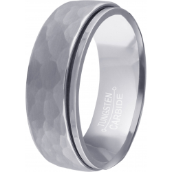 Bague tungstène - spiner anti-stress martelé en titanium - 8mm - 56 à 70