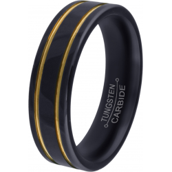 Bague tungstène  - 2 tons noir et doré - 6mm - 56 à 70