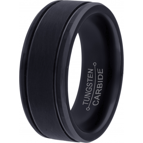 Bague tungstène  - noir - 8mm - 56 à 70