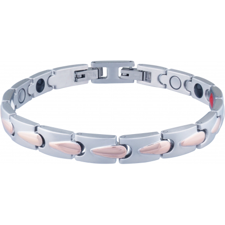 Bracelet en acier - argenté et rosé - magnétique - 18+1cm