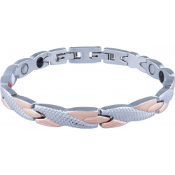 Bracelet en acier - argenté et rosé - magnétique - 18+1cm