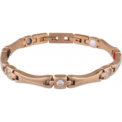 Bracelet en acier - rosé - zircons - magnétique - 18+1cm