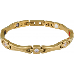Bracelet en acier - doré - zircons - magnétique - 18+1cm