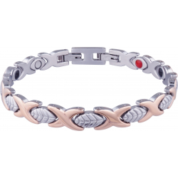 Bracelet en acier - argenté et rosé - magnétique - 18+1cm