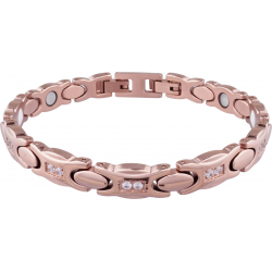 Bracelet en acier - rosé - zircons - magnétique - 18+1cm
