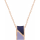 Collier en acier rosé - cuir violet clair - email violet foncé - largeur 8mm - 40+5cm