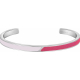 Bracelet jonc en acier - cuir rose foncé - email rose clair - largeur 5mm